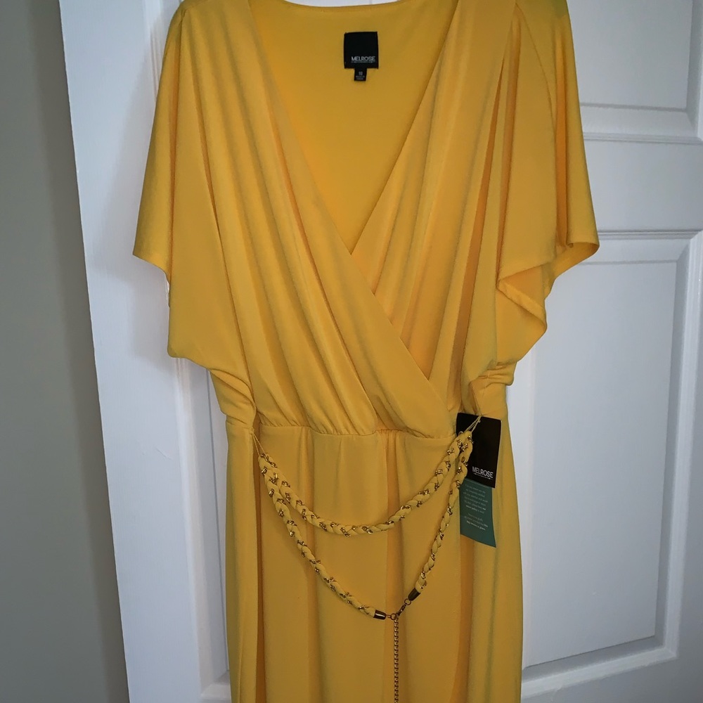 Yellow Melrose dress with belt (size 16) (new)